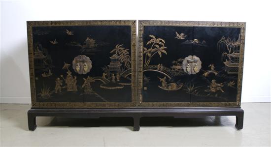 Appraisal: A Pair of Chinese Lacquer Cabinets Height overall x width