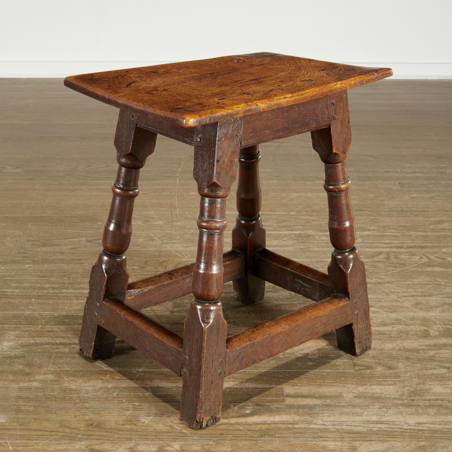 Appraisal: FINE JAMES I OAK AND ELM JOINED STOOL th c