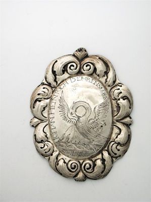 Appraisal: A late th century guild badge oval with an embossed