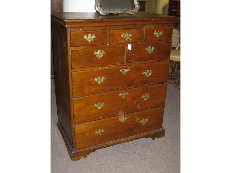 Appraisal: AMERICAN TH CENTURY WALNUT CHEST OF DRAWERS Plain rectangular top