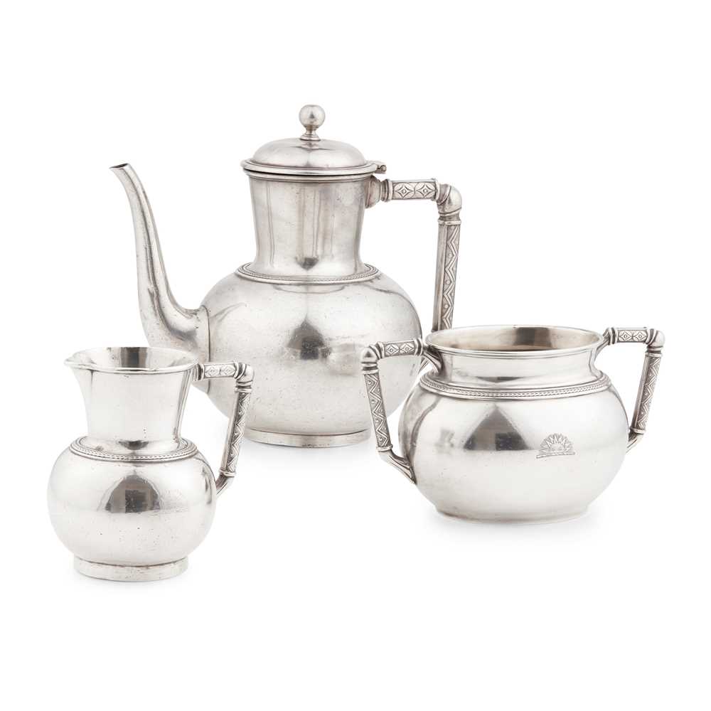 Appraisal: CHRISTOPHER DRESSER - FOR ELKINGTON CO THREE PIECE TEA SERVICE