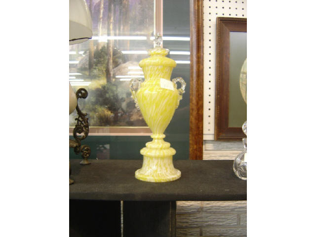 Appraisal: YELLOW SWIRL GLASS URN