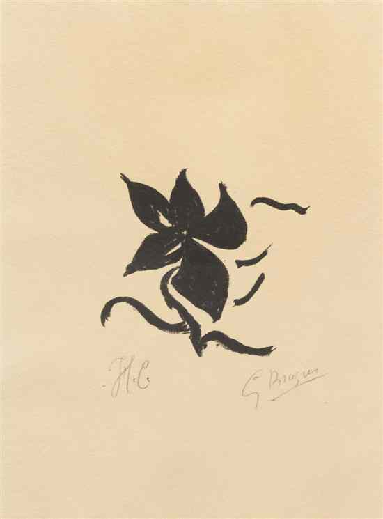 Appraisal: Georges Braque French - Fleur woodcut edition H C signed