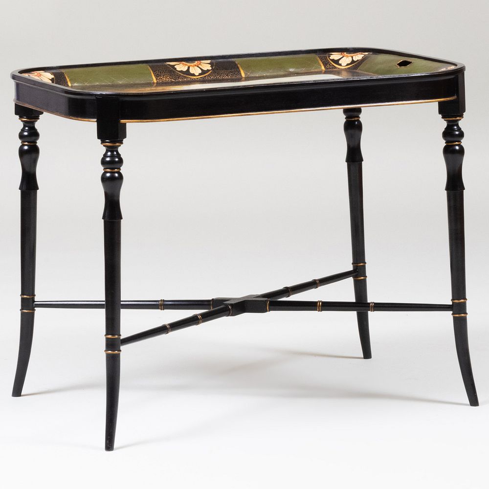 Appraisal: English Painted T le Tray Top Table x x in