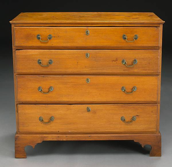 Appraisal: A Chippendale birchwood four drawer chest New England late th