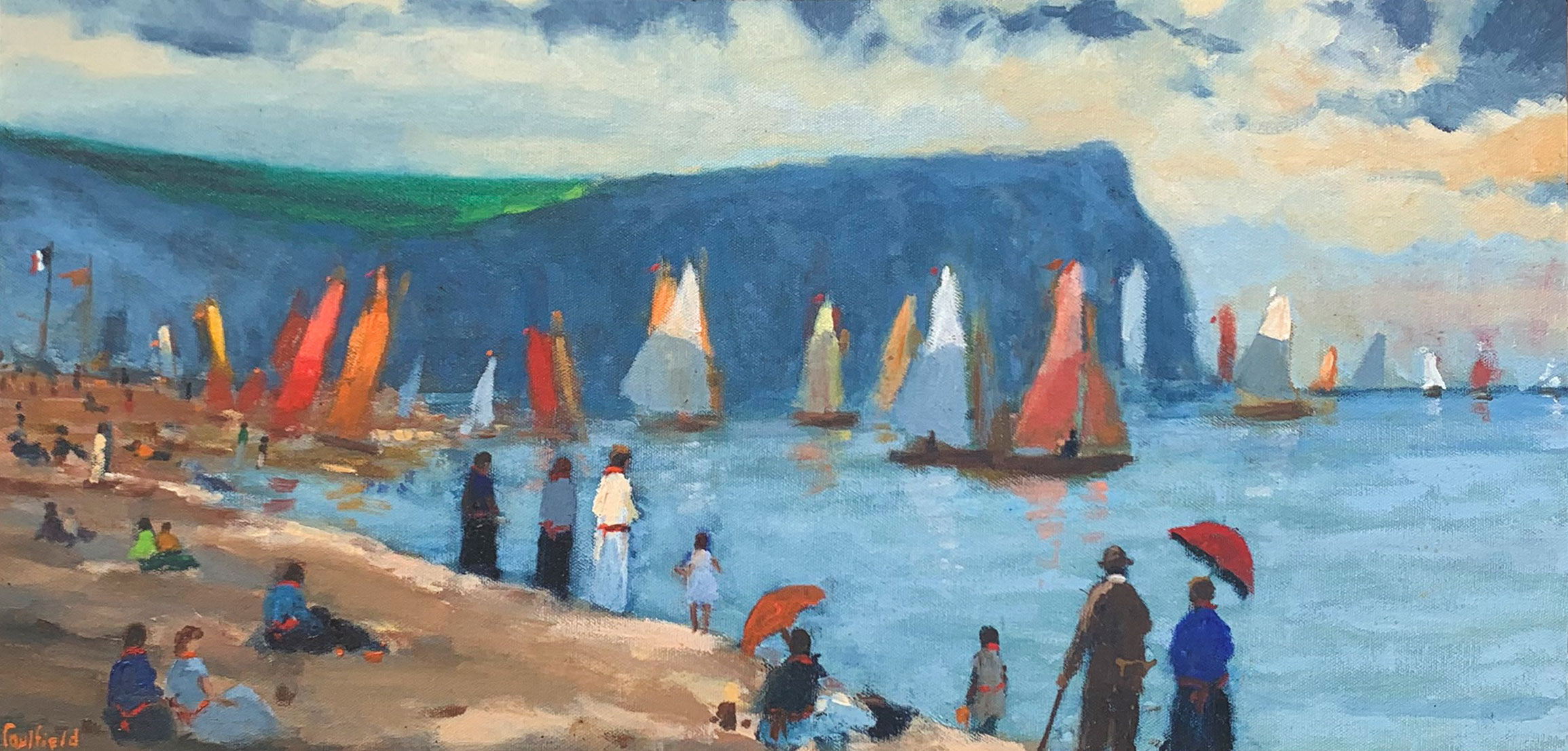 Appraisal: CAULFIELD Robert O American - Regatta at Etretat Oil Canvas