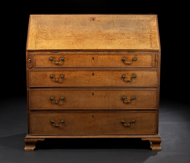 Appraisal: George III Oak Bureau early th century the slant front