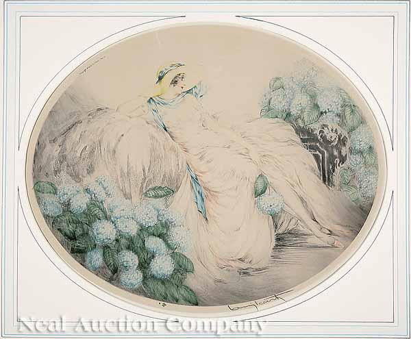 Appraisal: Louis Icart French - Hydrangeas etching and aquatint pencil-signed lower