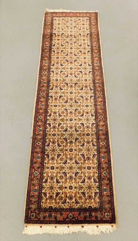 Appraisal: Tabriz Ivory and Floral Carpet Runner Middle East th Century