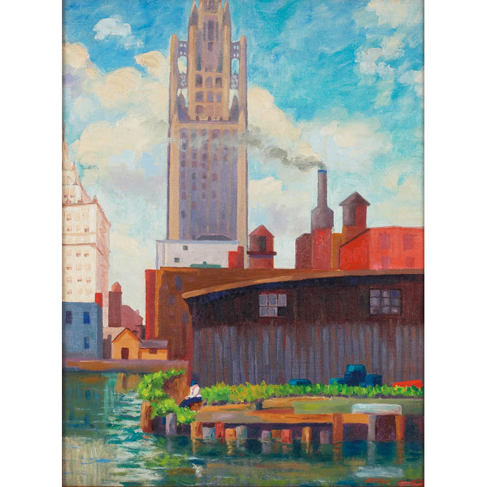 Appraisal: Alvin Raffel American th century Tribune Building Chicago oil on