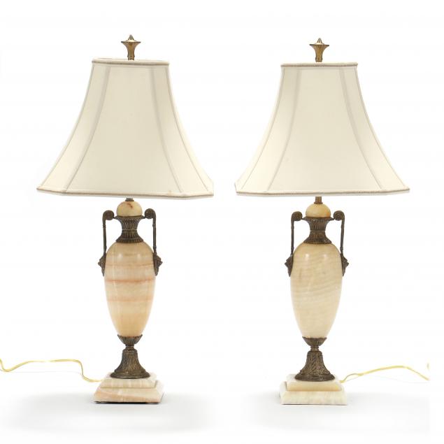 Appraisal: PAIR OF ALABASTER AND ORMOLU TABLE LAMPS Late th century