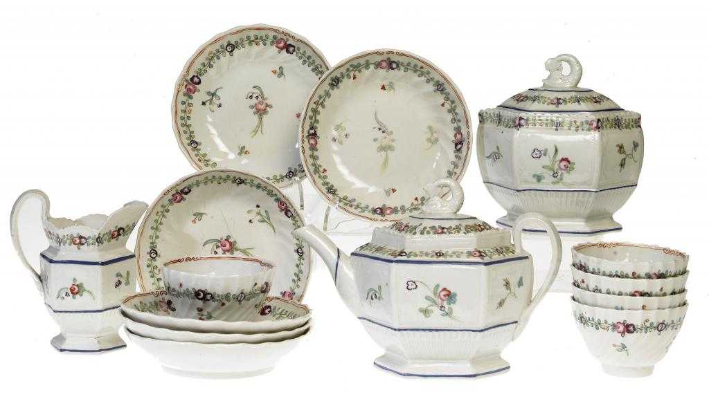 Appraisal: A STAFFORDSHIRE HYBRID HARD PASTE PORCELAIN TEA SERVICE PROBABLY WILLIAM