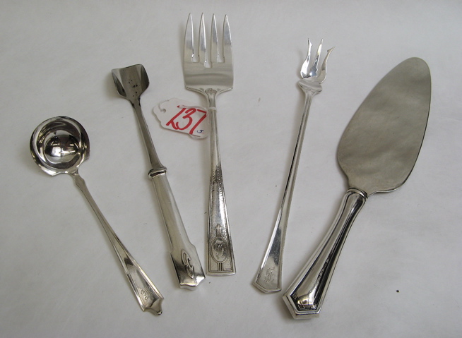 Appraisal: FIVE PIECES OF STERLING SILVER FLATWARE all serving pieces variety