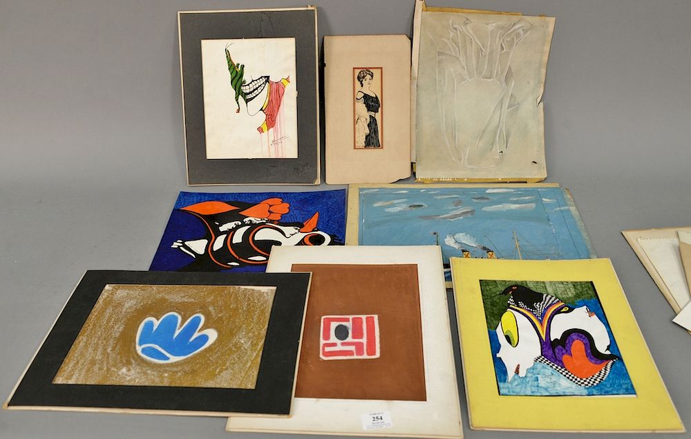 Appraisal: Group of approximately twenty unframed drawings and mixed medias including