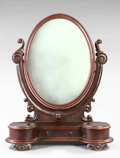 Appraisal: Attractive English Carved Mahogany Swing Shaving Mirror-on-Stand third quarter th