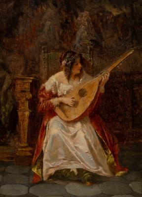 Appraisal: English School early th Century Seated Lady Playing a Lute