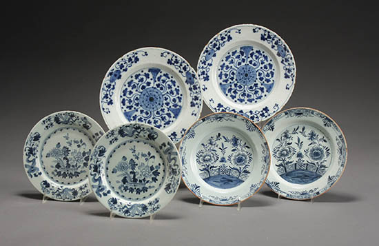 Appraisal: Three Pairs of Delft Chinese Export-Type Blue and White Plates