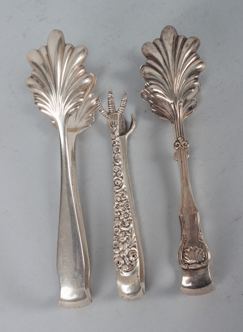 Appraisal: Three pairs of sterling silver tongs including two different S