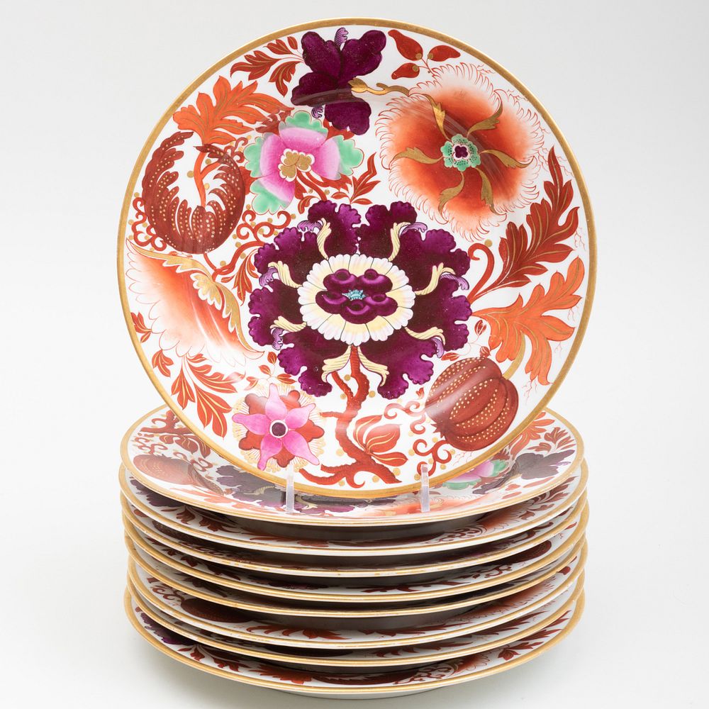 Appraisal: Set of Nine Barr Flight Barr Porcelain Plates Impressed crowned