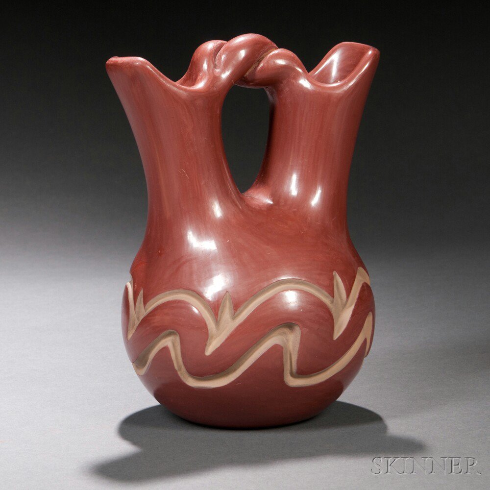 Appraisal: Helen Shupla Carved Wedding Vase Santa Clara Pueblo with a