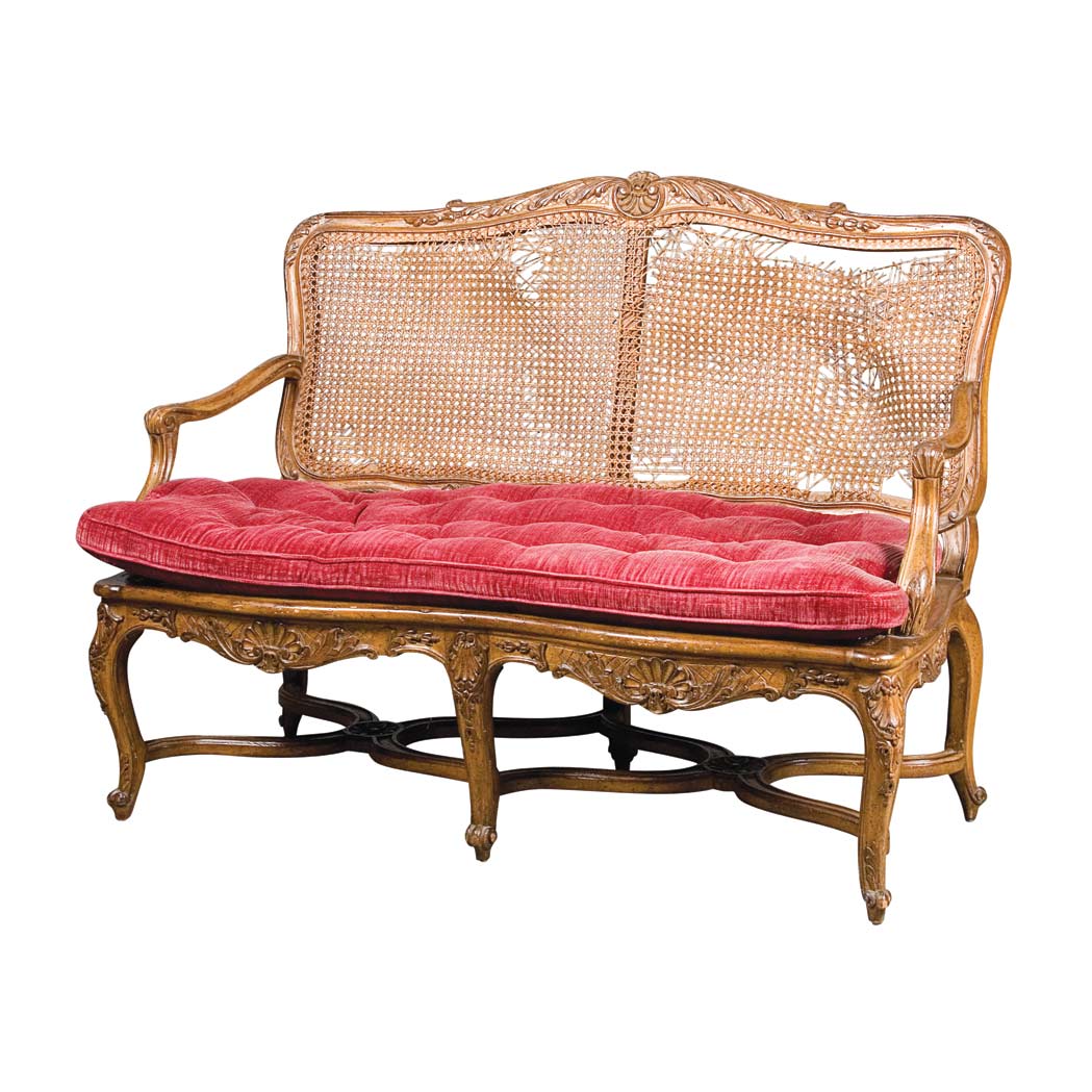 Appraisal: Louis XV Style Walnut Settee Length inches