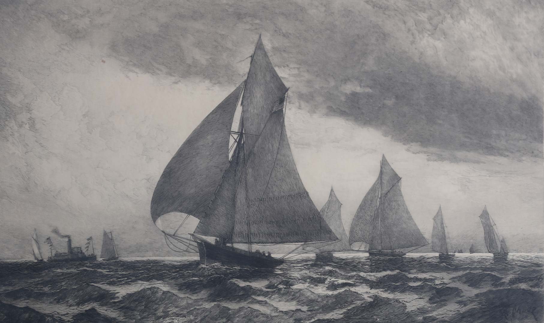 Appraisal: Thomas Moran after H Chase Yacht Race etching American -