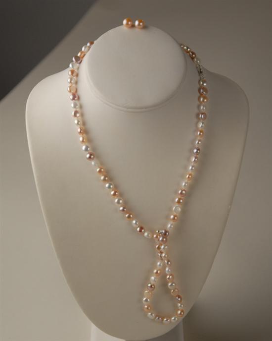 Appraisal: A Freshwater Cultured Pearl Demi-parure a necklace bracelet and pierced