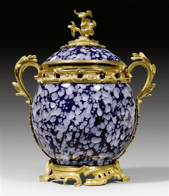 Appraisal: LIDDED VASE WITH BRONZE MOUNTS Louis XV the faience from