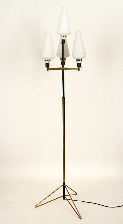 Appraisal: JACQUES ADNET STYLE BRASS BLACK IRON FLOOR LAMP A Jacques