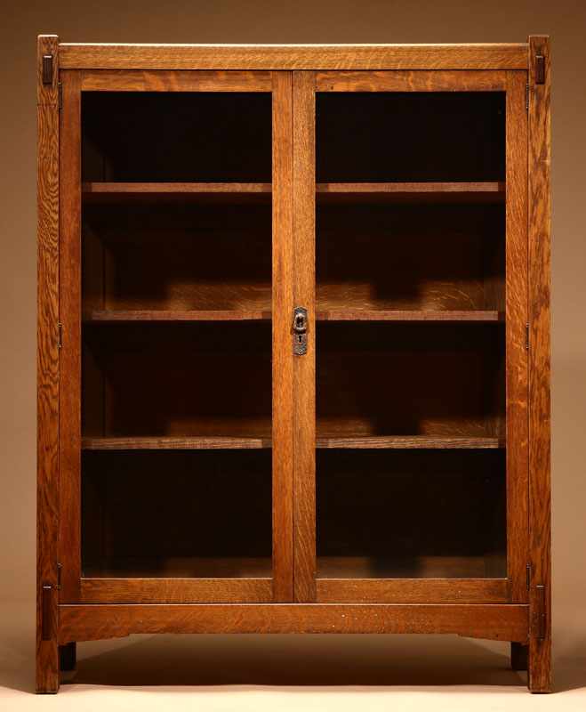 Appraisal: A Lifetime Arts Crafts oak glazed front china closet Early