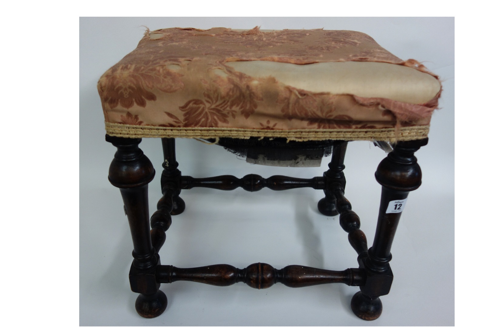 Appraisal: A William Mary style walnut dressing stool late th century