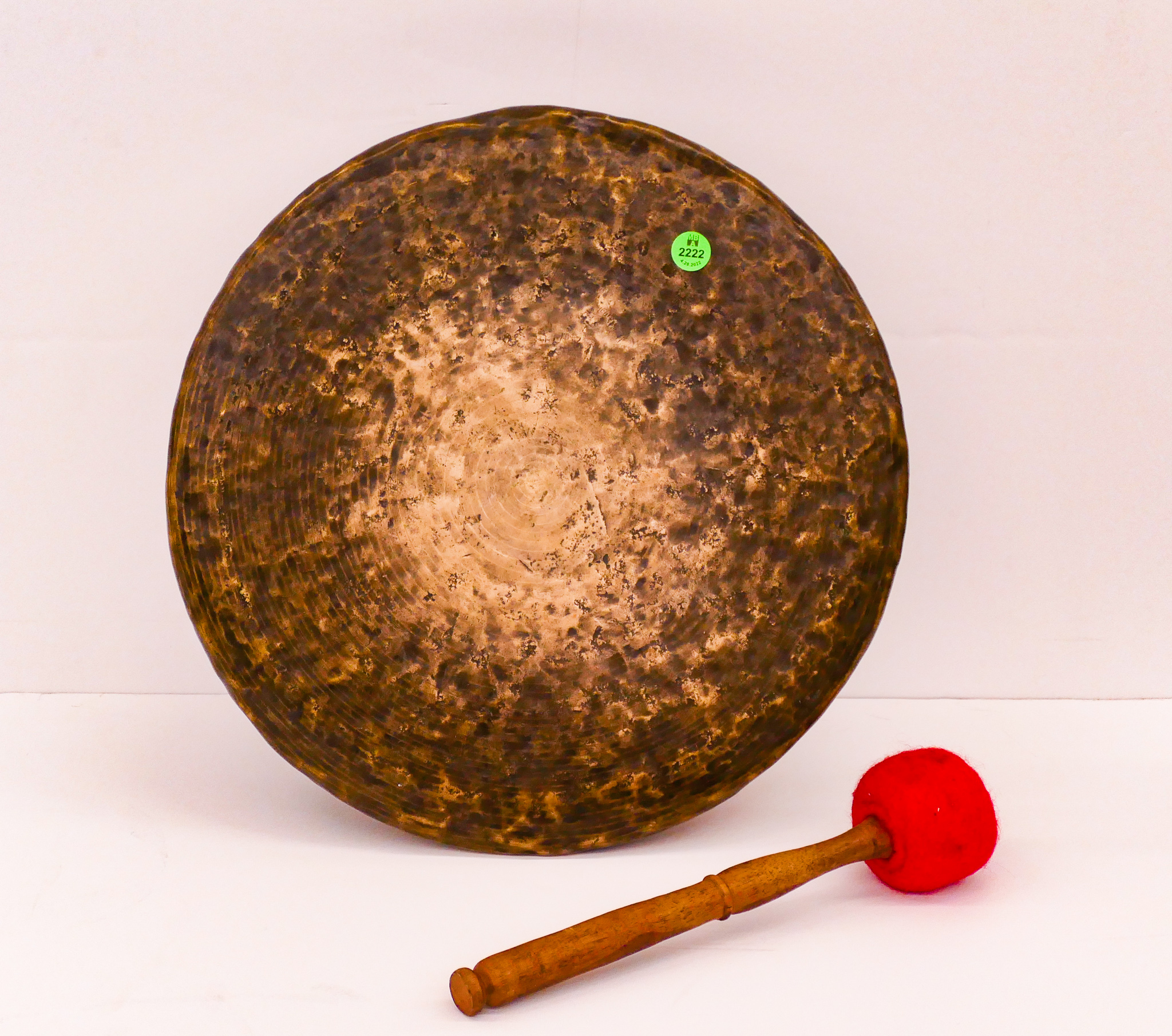 Appraisal: Antique Asian Bronze Gong and Striker- '' diameter