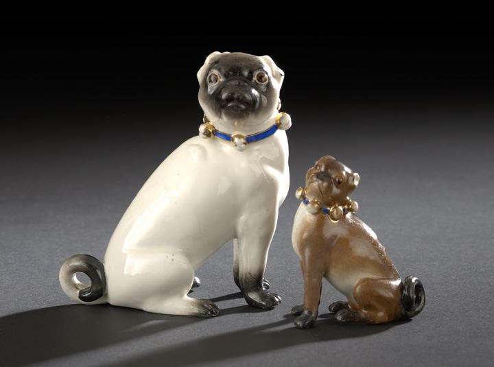 Appraisal: Two Continental Porcelain Figures of Pug Dogs fourth quarter th