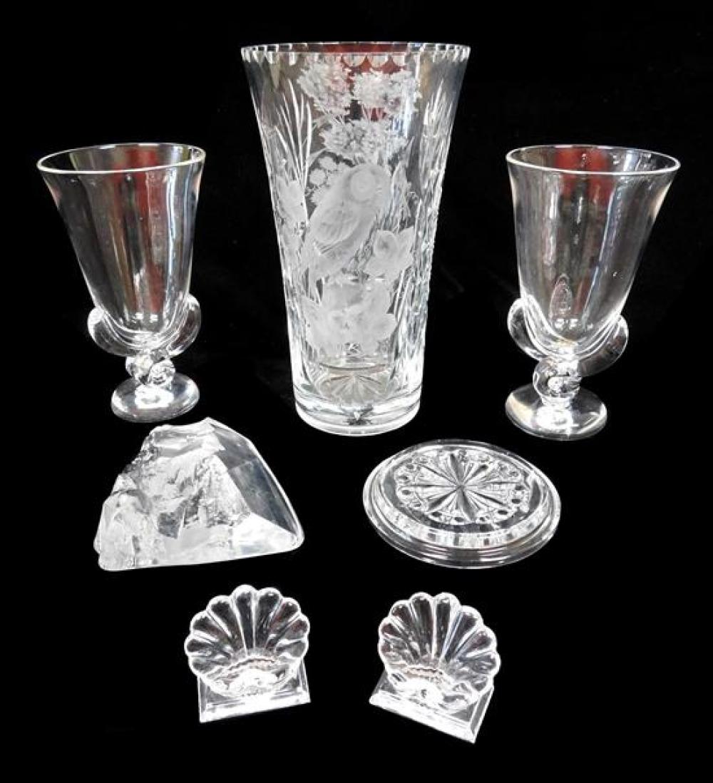 Appraisal: GLASS Baccarat Steuben etc seven pieces all marked unless noted