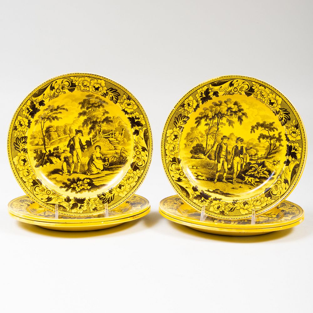 Appraisal: Set of Six French Yelloware Dessert Plates Indistinctly stamped in