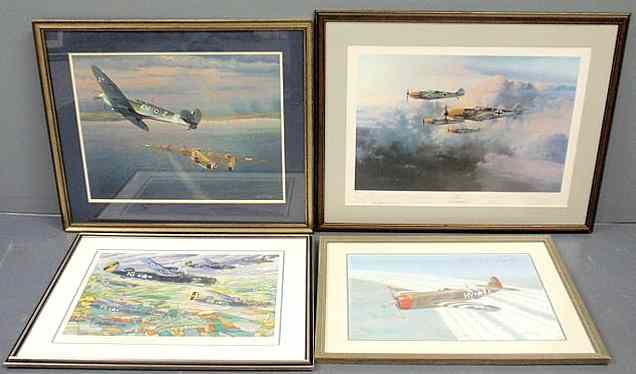 Appraisal: Four limited edition prints of World War II airplanes clockwise-