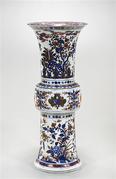 Appraisal: Chinese porcelain gu-form vase blue red and gilt design floral