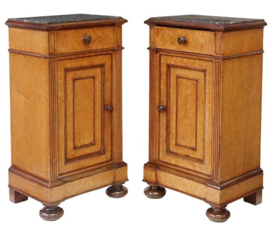 Appraisal: pair Italian marble-top bedside cabinets th c single drawer and