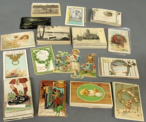 Appraisal: Box of vintage postcards mostly holidays Christmas Easter Fourth of