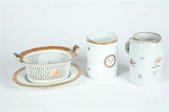 Appraisal: THREE PIECES OF EXPORT China early th century porcelain Reticulated