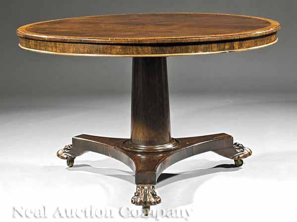 Appraisal: A William IV Rosewood and Satinwood Inlaid Center Table c