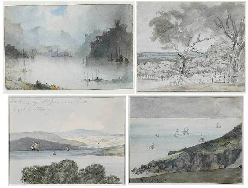 Appraisal: Collection of Four Miniature British Watercolors th century View on