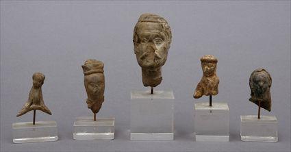 Appraisal: Five Greco-Indian Terracotta Head