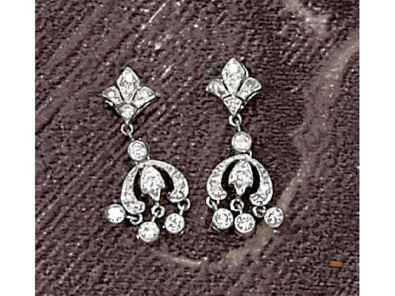 Appraisal: DIAMOND EARRINGS k white gold dangling earrings set with twenty-