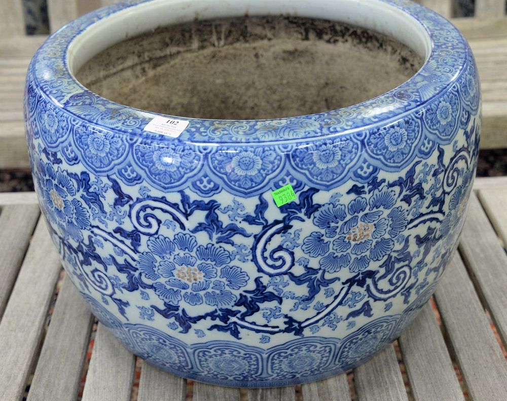 Appraisal: Chinese blue and white porcelain planter ht dia Provenance Estate