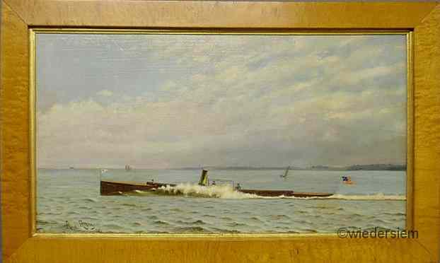 Appraisal: Oil on canvas nautical portrait of the runabout Norwood'' signed