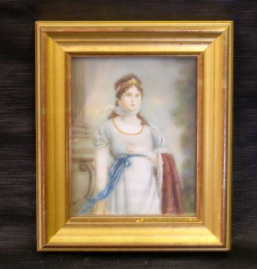 Appraisal: Leon Jallot French - Rectangular portrait miniature of Queen Louise