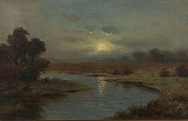 Appraisal: Nels Hagerup Norwegian American - River in the Moonlight signed