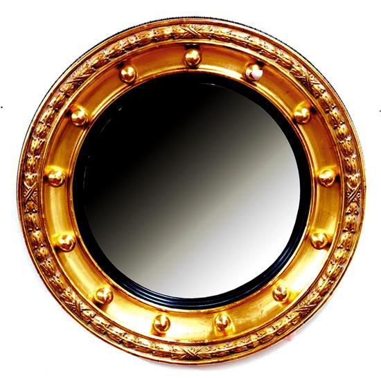 Appraisal: Regency style giltwood bull's-eye mirror heavy circular molded frame set