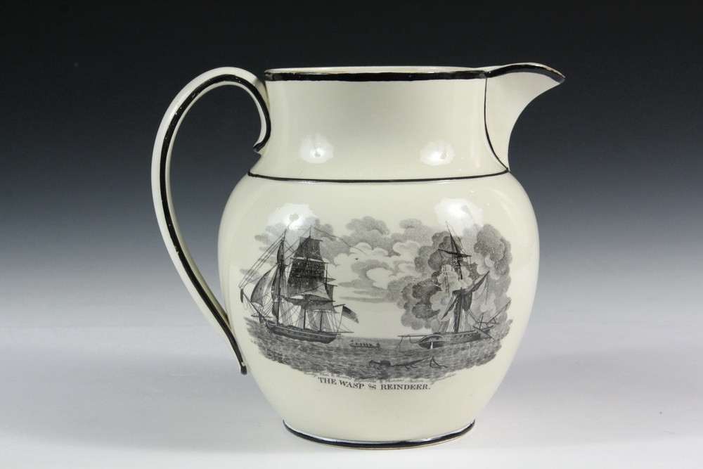 Appraisal: RARE LARGE LIVERPOOL PITCHER NAVAL WAR OF COMMEMORATIVE - Black